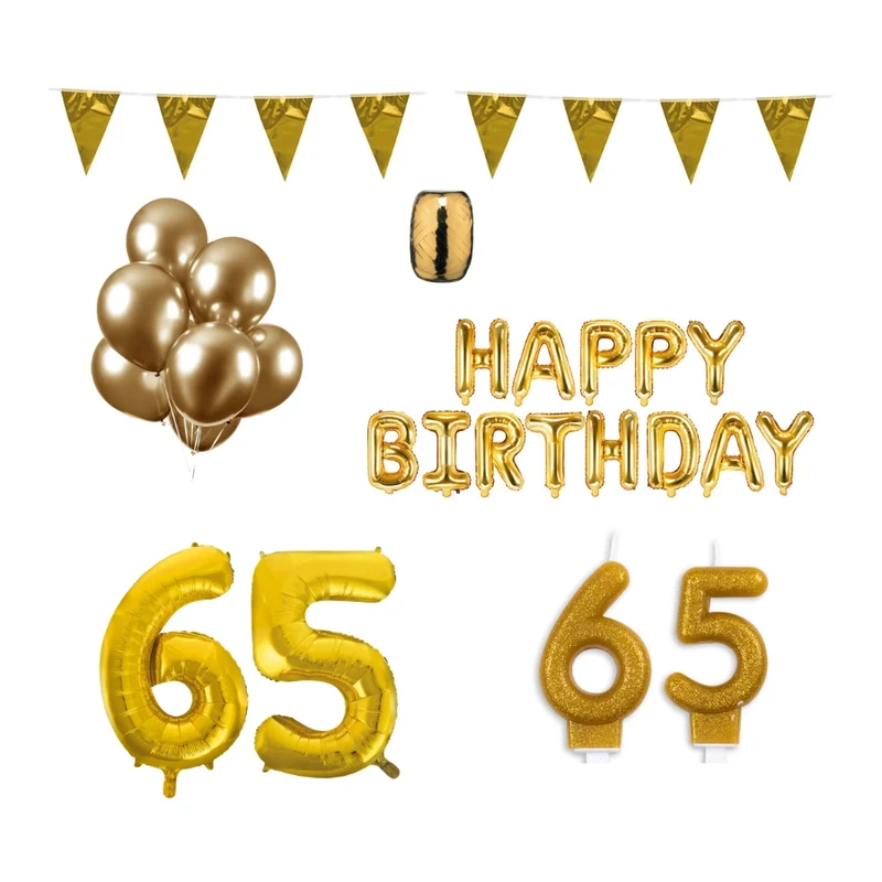 65 jaar Verjaardag Versiering Pakket Goud