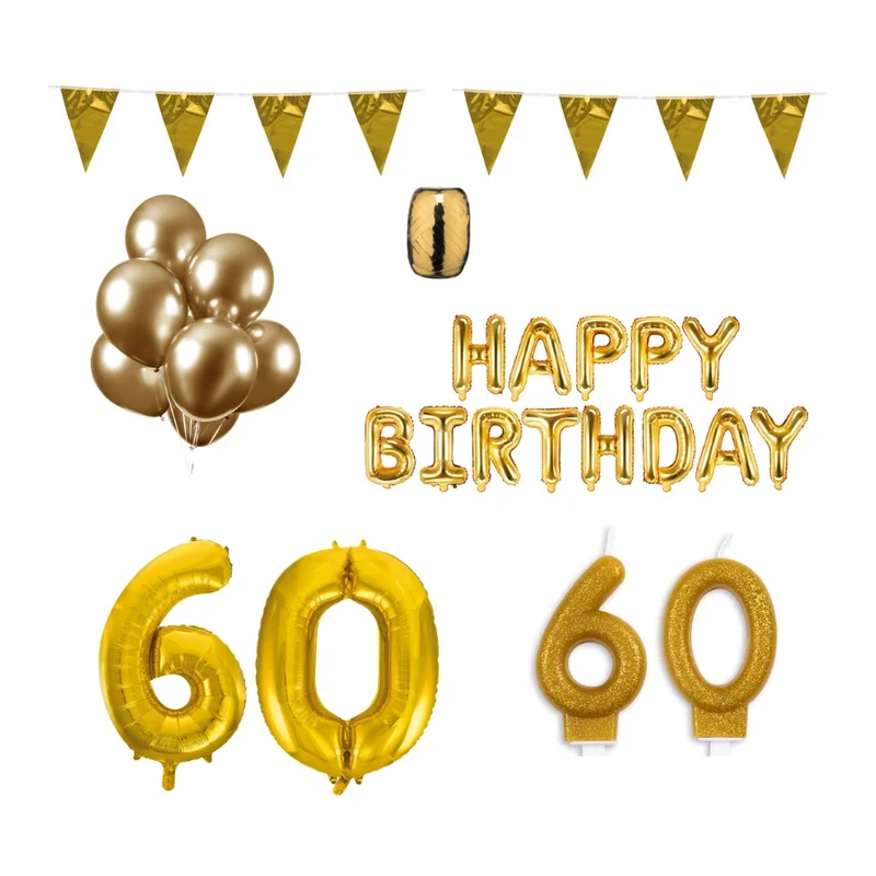 60 jaar Verjaardag Versiering Pakket Goud