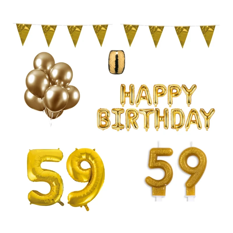 59 jaar Verjaardag Versiering Pakket Goud