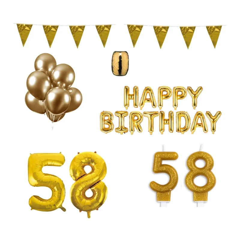 58 jaar Verjaardag Versiering Pakket Goud