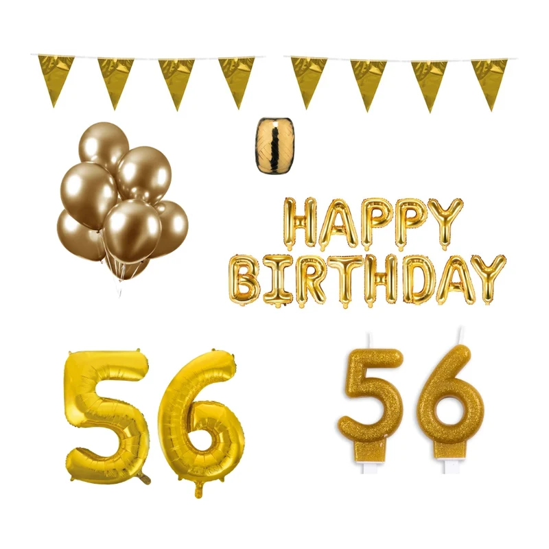 56 jaar Verjaardag Versiering Pakket Goud