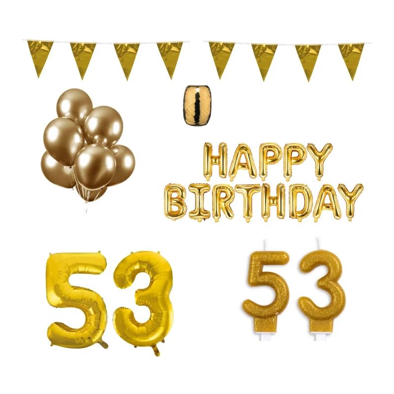 53 jaar Verjaardag Versiering Pakket Goud