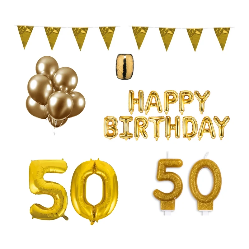 50 jaar Verjaardag Versiering Pakket Goud