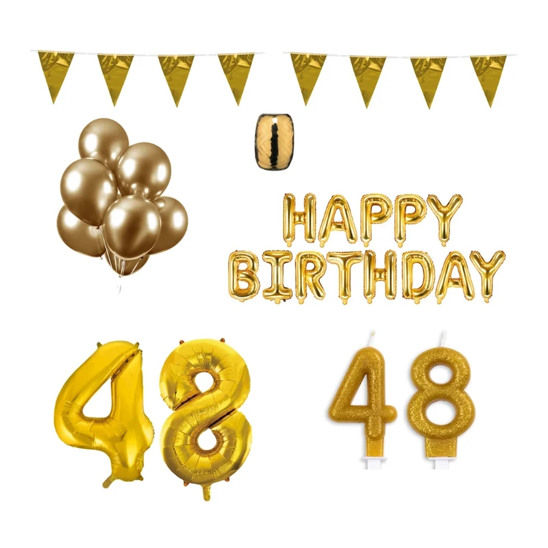 48 jaar Verjaardag Versiering Pakket Goud