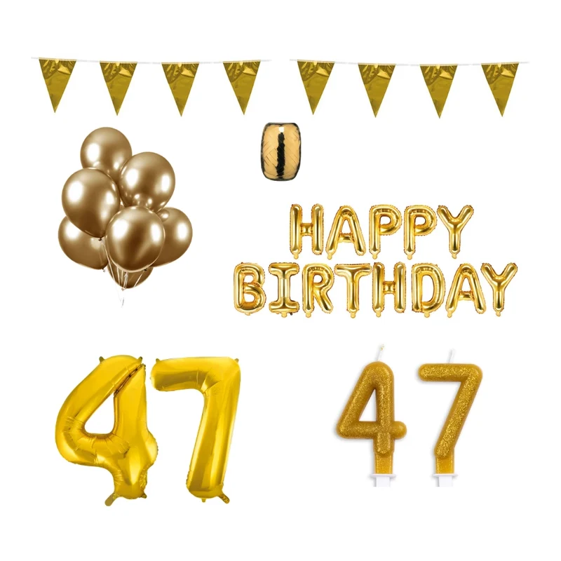 47 jaar Verjaardag Versiering Pakket Goud