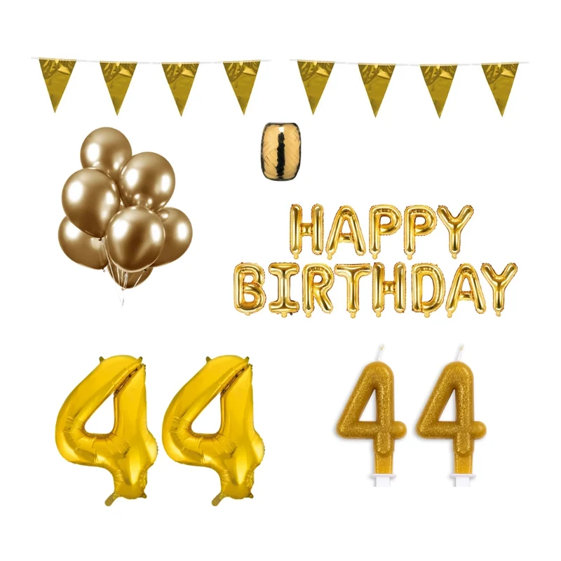 44 jaar Verjaardag Versiering Pakket Goud