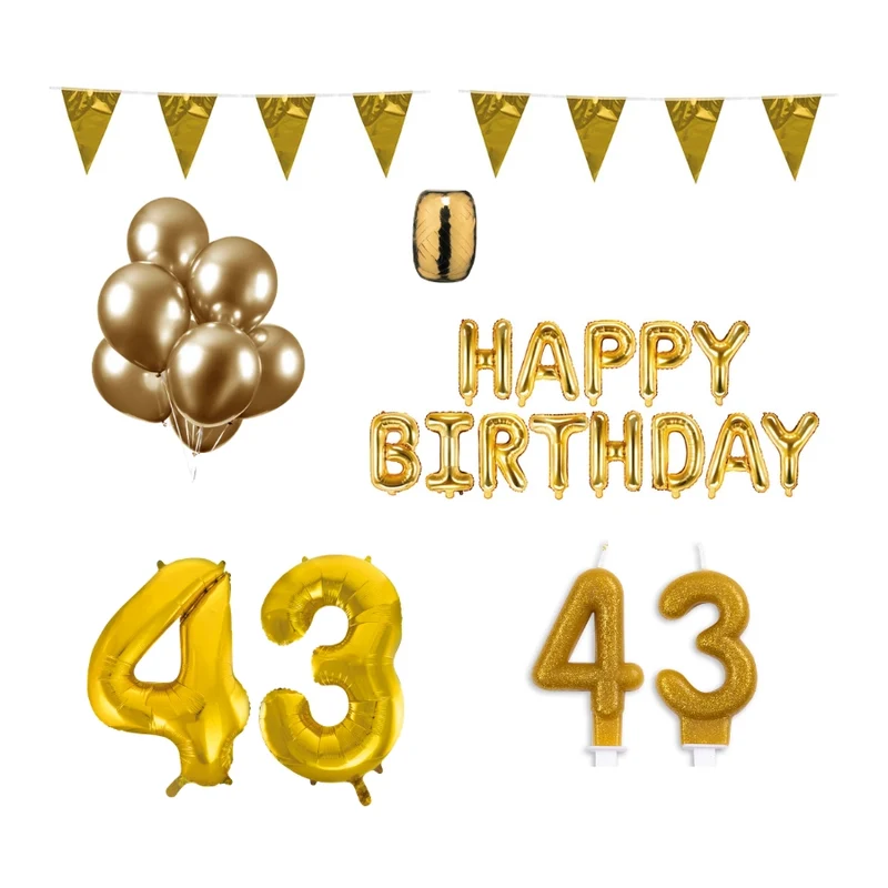 43 jaar Verjaardag Versiering Pakket Goud