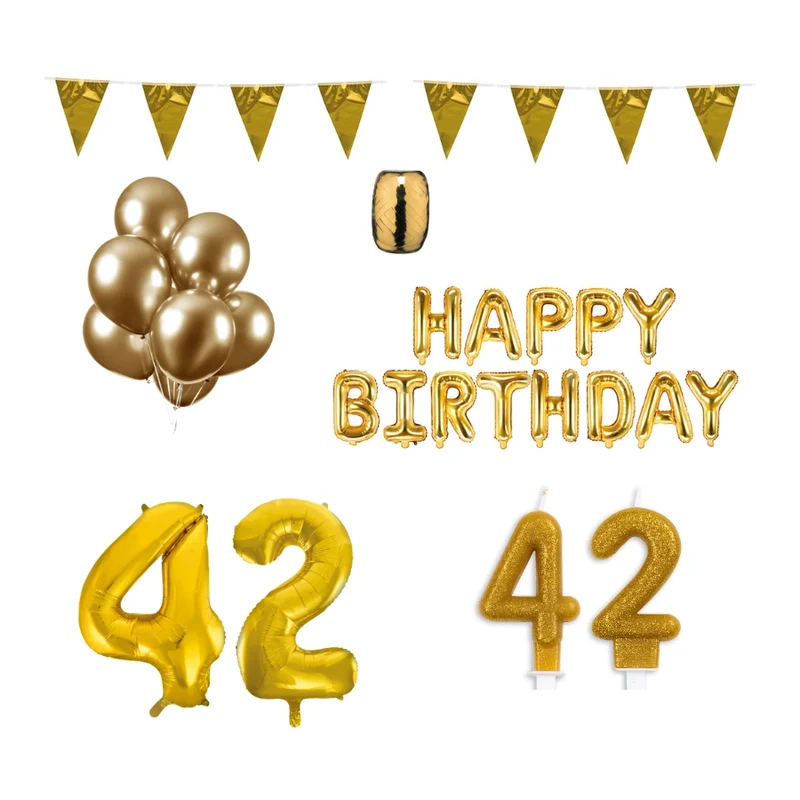 42 jaar Verjaardag Versiering Pakket Goud
