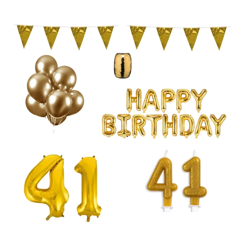 41 jaar Verjaardag Versiering Pakket Goud