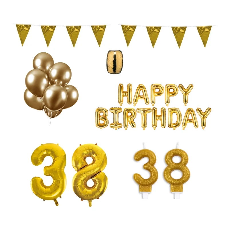 38 jaar Verjaardag Versiering Pakket Goud