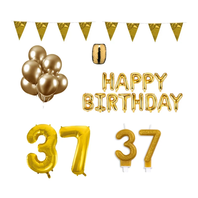 37 jaar Verjaardag Versiering Pakket Goud