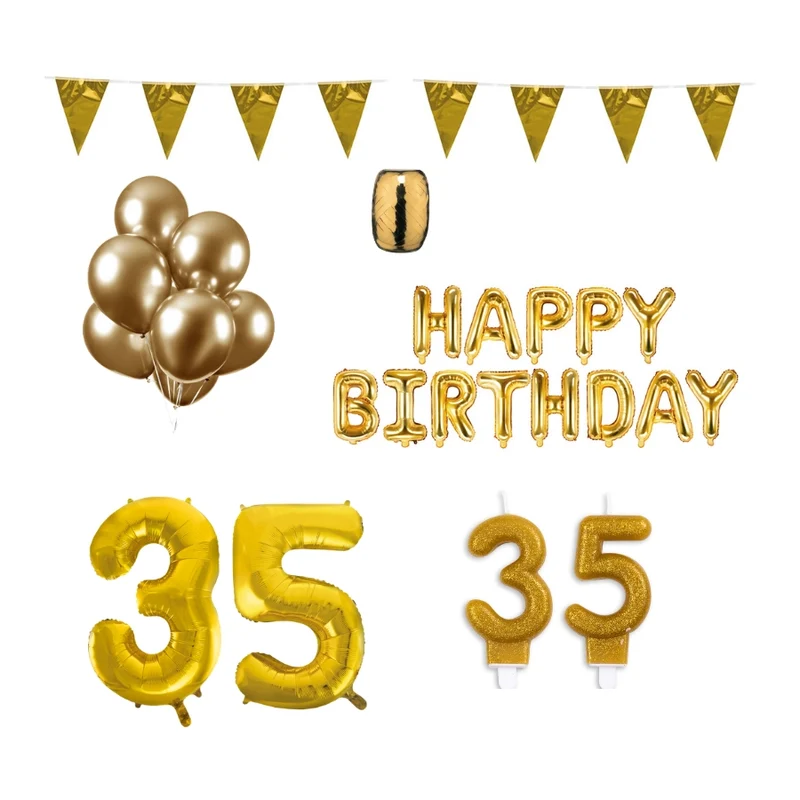 35 jaar Verjaardag Versiering Pakket Goud