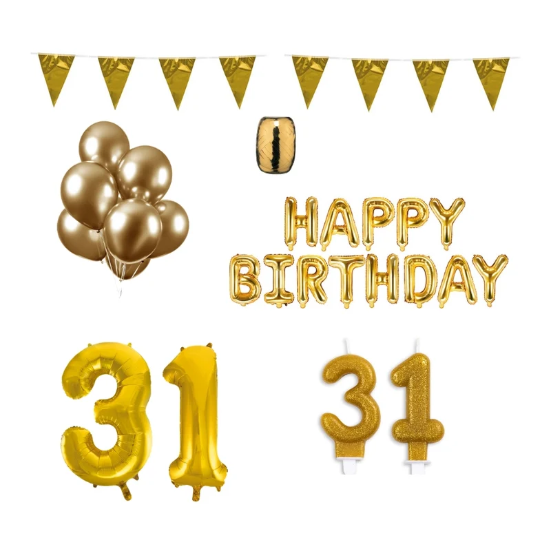 31 jaar Verjaardag Versiering Pakket Goud