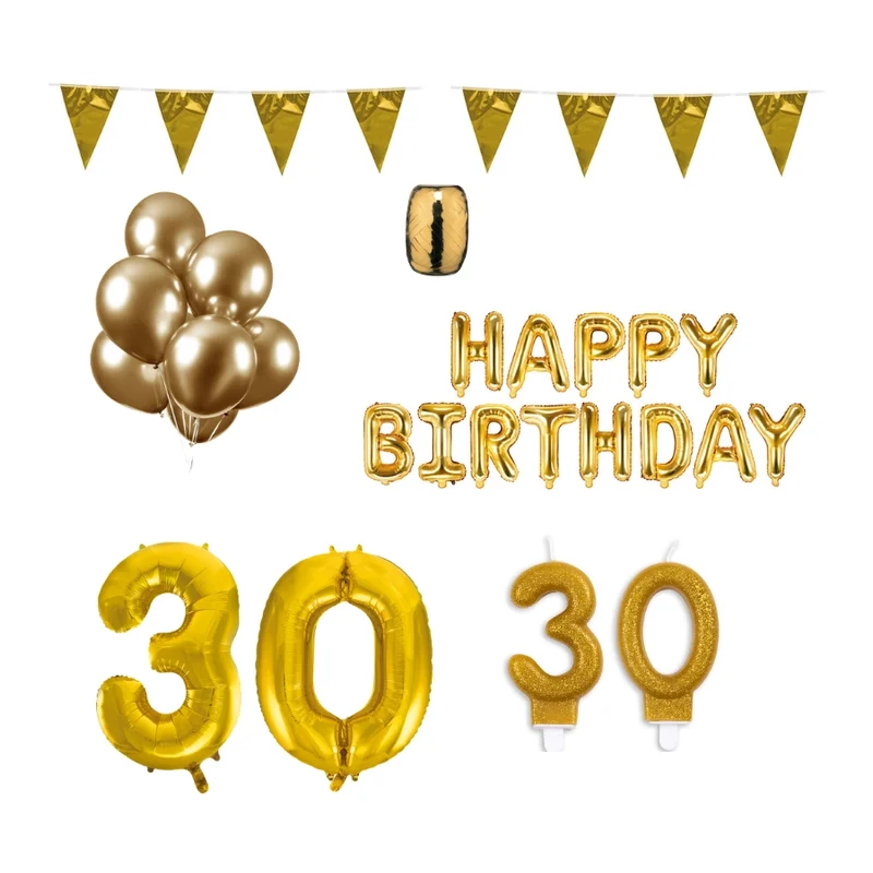 30 jaar Verjaardag Versiering Pakket Goud