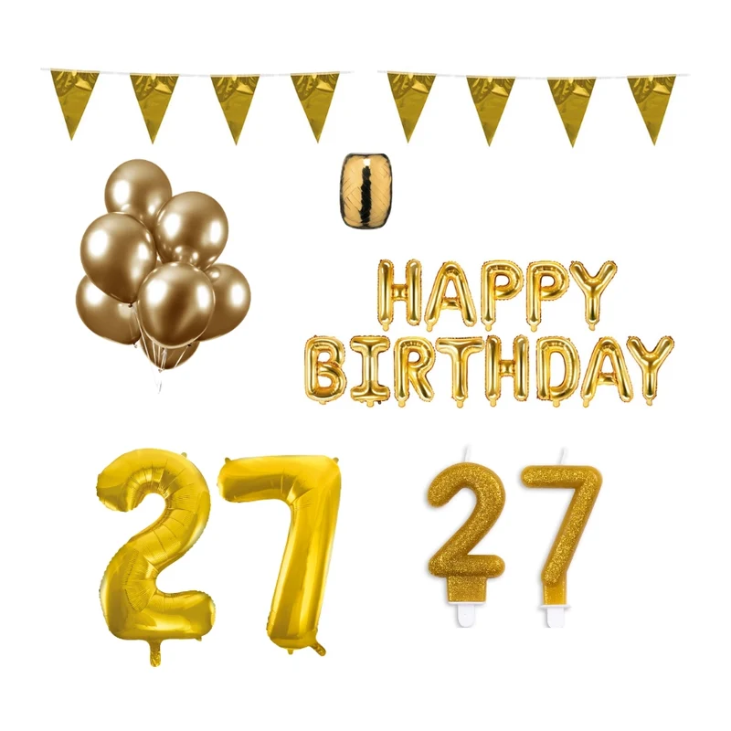 27 jaar Verjaardag Versiering Pakket Goud