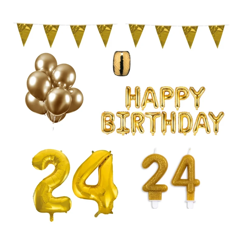 24 jaar Verjaardag Versiering Pakket Goud