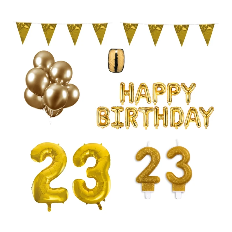 23 jaar Verjaardag Versiering Pakket Goud