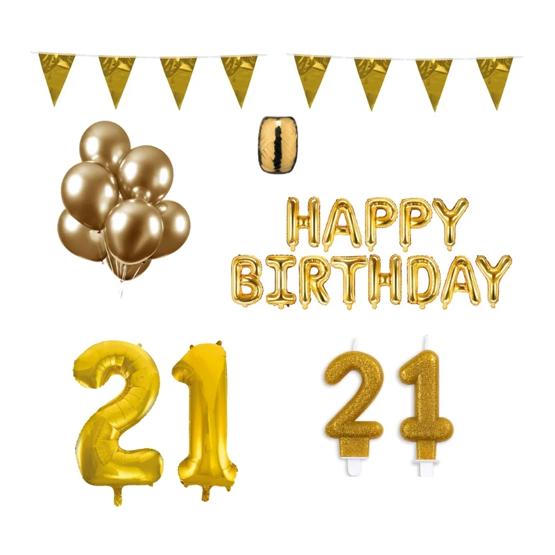 21 jaar Verjaardag Versiering Pakket Goud