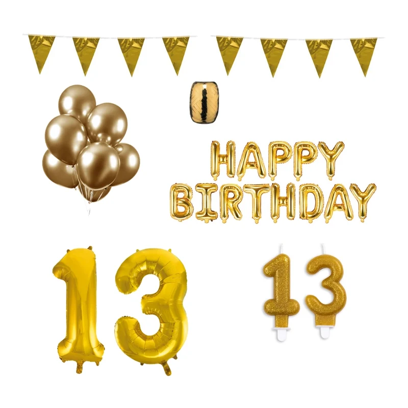 13 jaar Verjaardag Versiering Pakket Goud