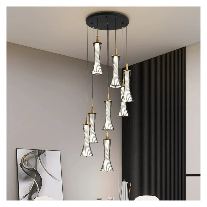 Slick Black Metal Pendant Lamp Delivering Crisp 4000K Neutral Led Glow For Modern Living Spaces Staircases And Urban Hangouts Featuring Eye Safe Illumination And Heavy Duty Construction All Day
