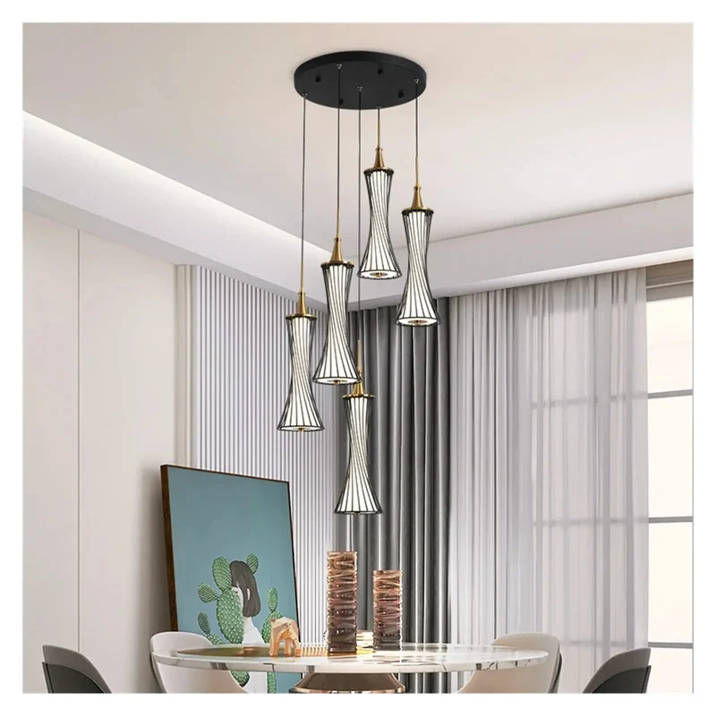 Sleek Black Pendant Light With Creative Metal Design For Staircase And Living Room Non Glare 4000K Bulb Sets Chill Vibes Slick Fixture Brings Hella Modern Style To Your Apartment Or Restaurant Corner