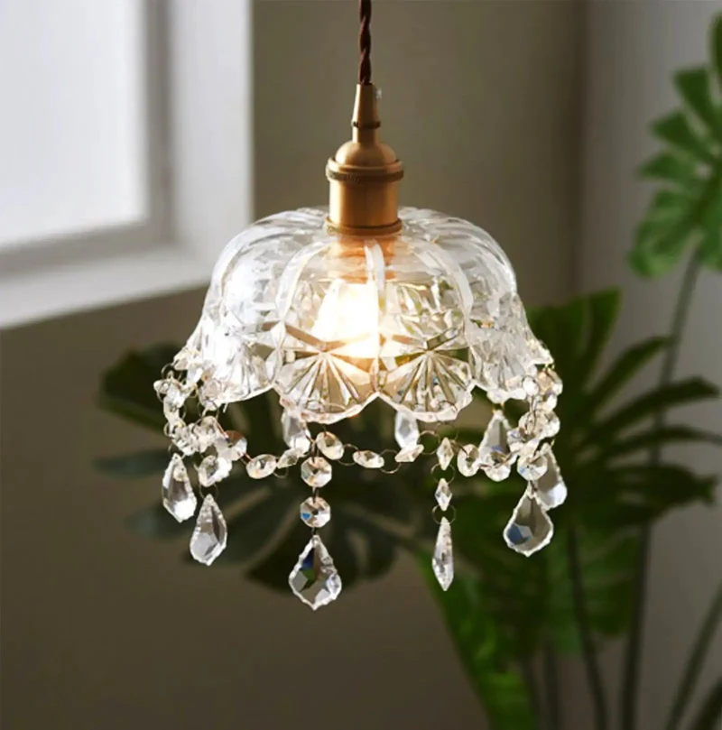 Transform Your Room With This Badass Glass And K9 Crystal Pendant Light Showcasing Top Notch Copper Hardware For Bedroom Dining Room And Porch With Long Adjustable Cord To Make Any Space Look Totally Sick
