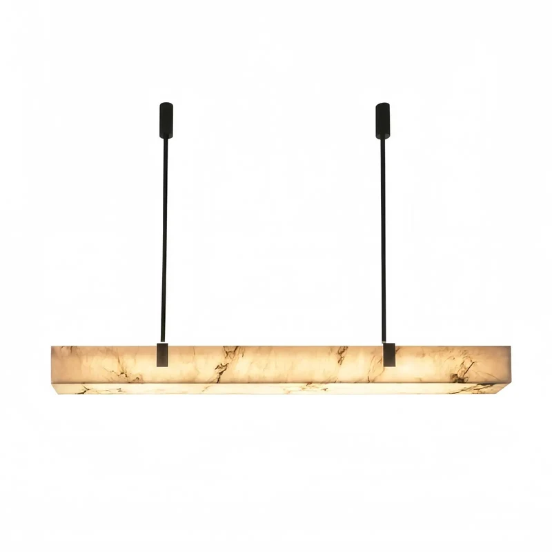 Modern 47 Inch Long Marble Dining Pendant Light With Sleek Copper Frame And Natural Alabaster Shades Ideal For Kitchen Islands Serving Up A Game Changing Glow Straight To Your Table Plus No Sweat Install For Quick Everyday Home Decor Refresh