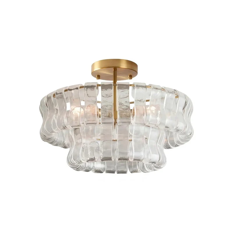 Sleek Modern Ceiling Pendant Light With Polished Steel And Clear Glass Shade For Living Room And Dining Area Led Flush Mount Fixture Delivering Fresh Ambient Vibes That Level Up Your Entire Home Setup