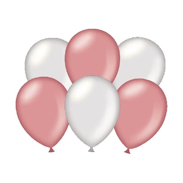 Metallic zilver en rose gouden ballonnen - 6 stuks