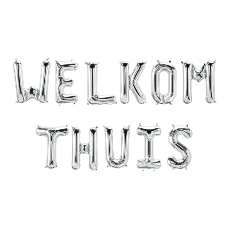 Welkom Thuis Folieballonnen set zilver 41cm
