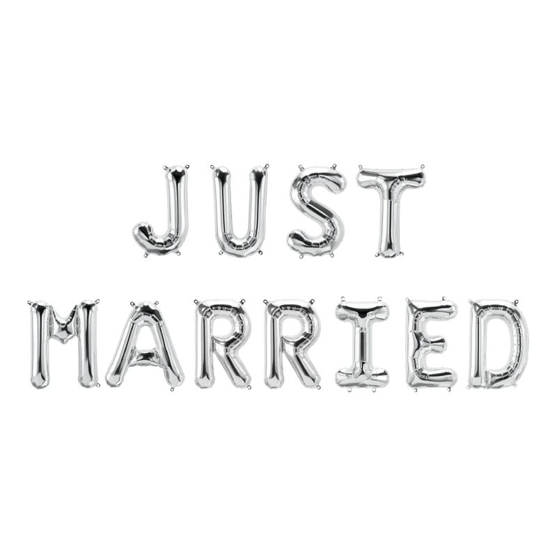 Just Married Folieballonnen set zilver 41cm