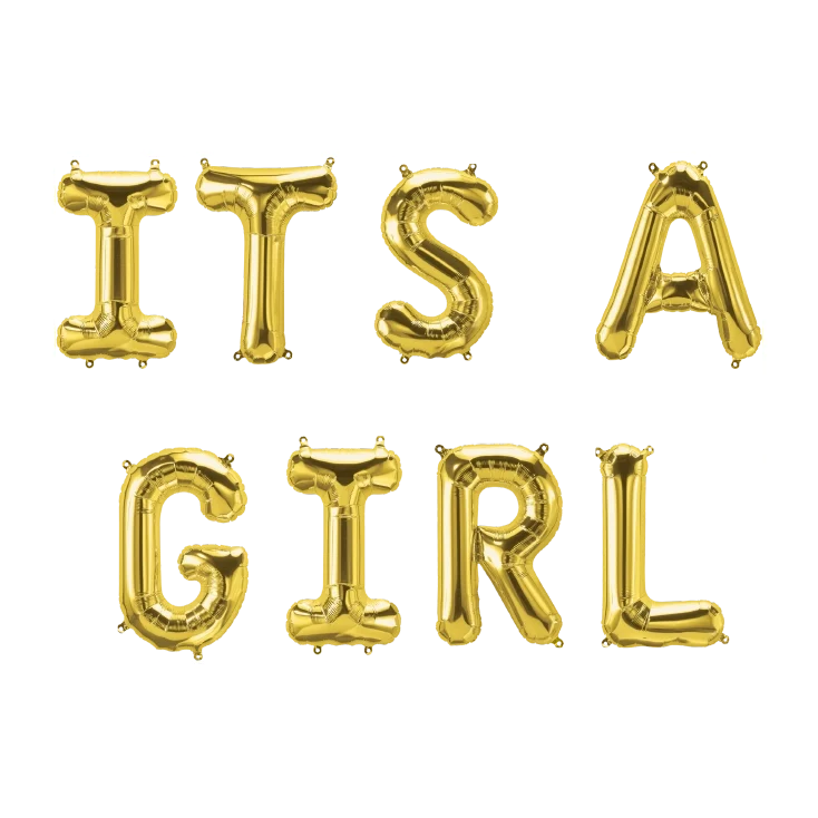 It's A Girl Folieballonnen set goud 41cm