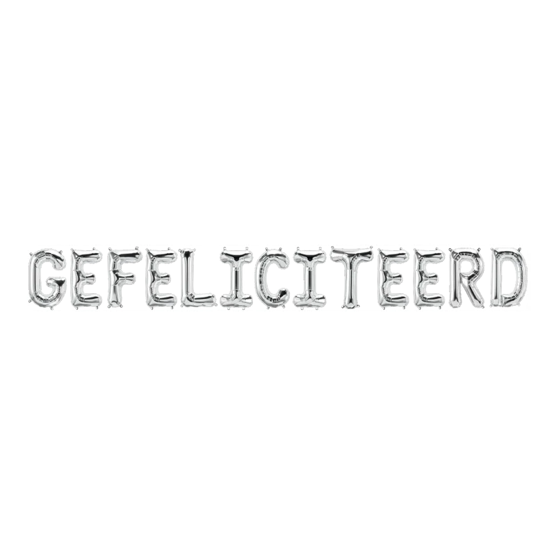 Gefeliciteerd Folieballonnen set zilver 41cm
