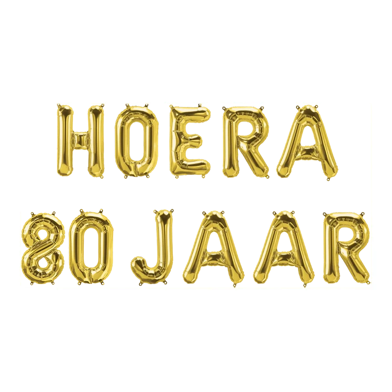 Hoera 80 jaar folieballonnen set goud 41cm
