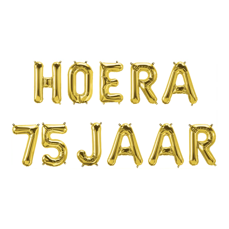 Hoera 75 jaar folieballonnen set goud 41cm