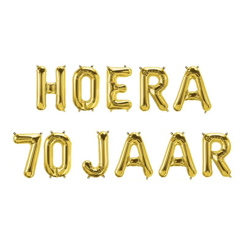 Hoera 70 jaar folieballonnen set goud 41cm