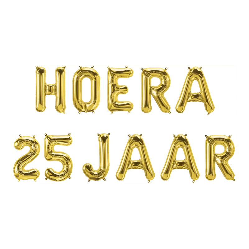 Hoera 25 jaar folieballonnen set goud 41cm