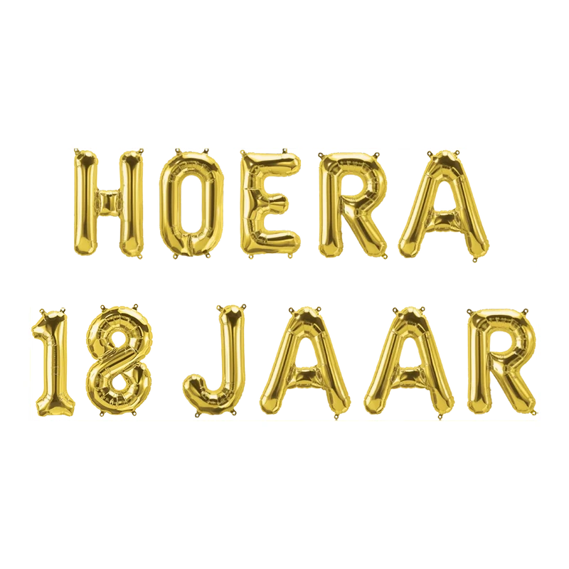 Hoera 18 jaar folieballonnen set goud 41cm