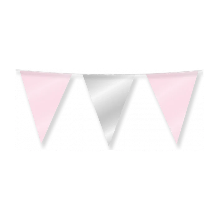 Vlaggenlijn Zilver en Roze metallic 10 meter