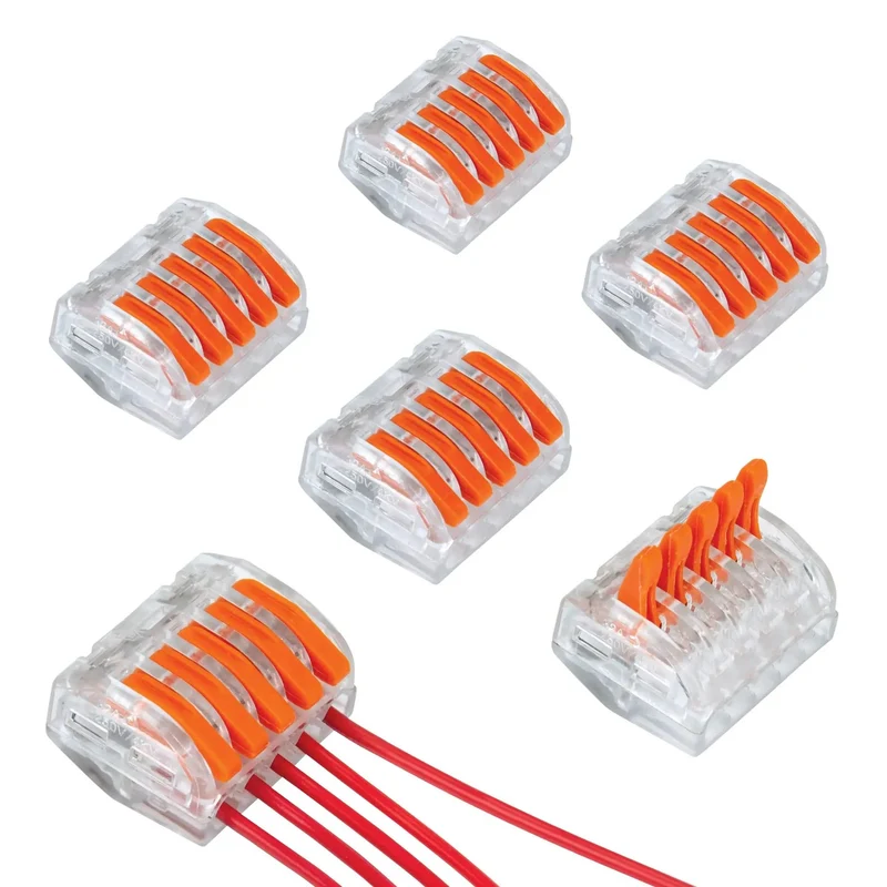 Five Port Lever Wire Connector Six Pack High Capacity Quick Connect Terminal For Led Strip And Under Cabinet Lighting Replaces Traditional Wire Nuts Handles Every Job With No Sweat A Beefy Staple For Smooth Builds
