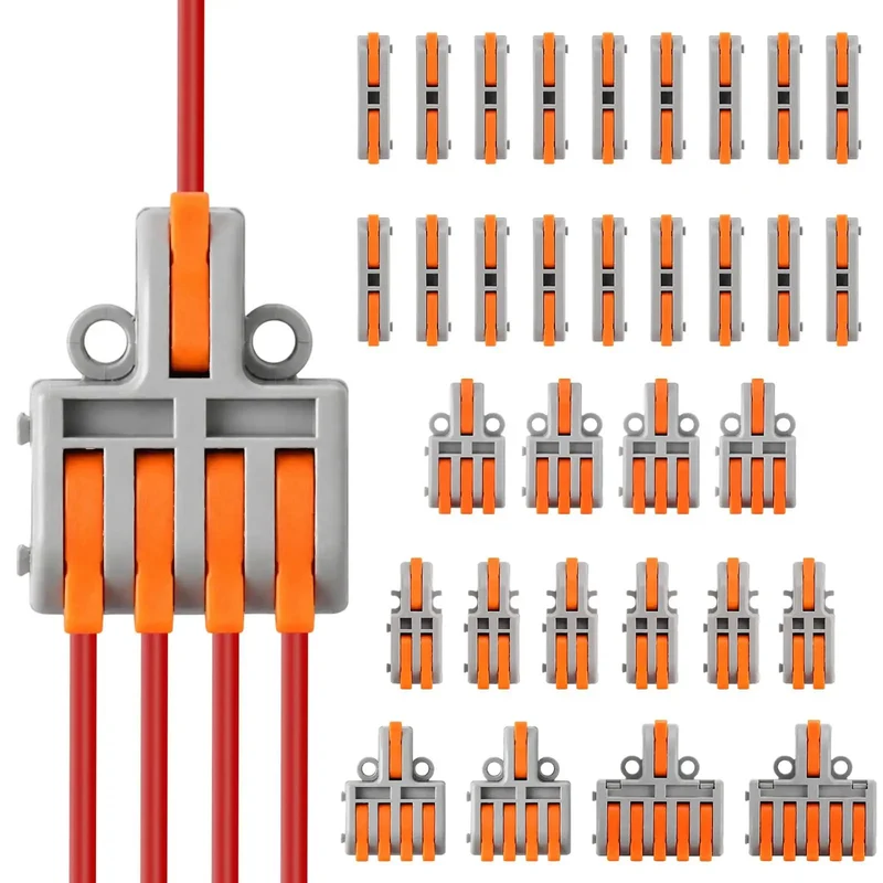32 Piece Assorted Lever Wire Connectors Quick Push Connect Kit For Hella Easy Do It Yourself Electrical Wiring And Car Garage Grinds With Solid Industrial Grade Construction