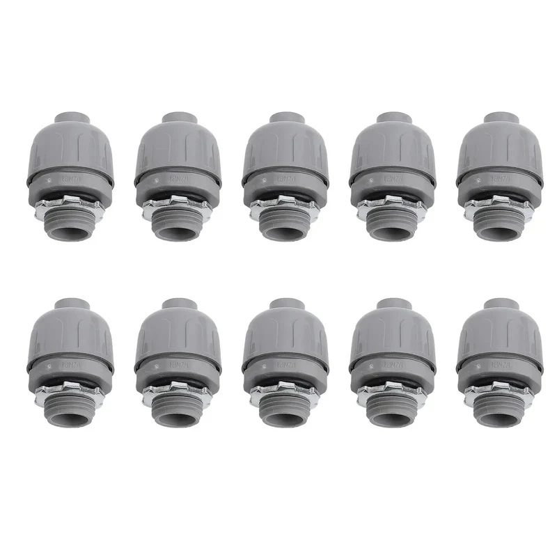 10 Pack 1 Inch NPT Liquid Tight Conduit Connectors, Rock Solid Nylon 6 Electrical Fittings, Heavy Duty Corrosion Resistant, Flame Retardant 94V2, Quick Snap Fit Designed For Any Tough Indoor Or Outdoor Job You Throw At It