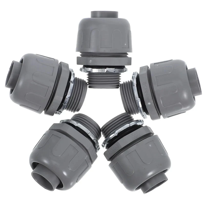 Heavy Duty Flexible Conduit Connectors NPT Three Quarter Inch PVC Pipe Couplers 5 Pack Hella Durable Snug Secure Grip For Home And Pro Electrical Wiring Repairs Smooth Install