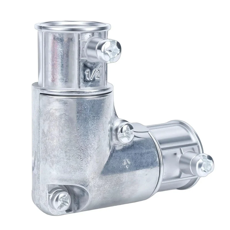 Slick Half Inch 90 Degree Conduit Fitting Interior Corner Pull Elbow Designed Hassle Free Electrical Wiring Installation With Zinc Alloy Housing And Secure Screw Locking For No Sweat Setup Smooth Cable Routing And Heavy Duty Performance Daily Use