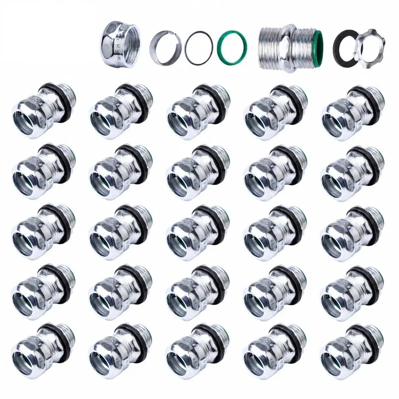 Heavy Duty 25 Pack Of 1/2 Inch EMT Raintight Compression Connectors, Built Tough Zinc Steel Outlet Boxes, Seriously Waterproof And CULus Certified For Zero Drama Wiring Runs