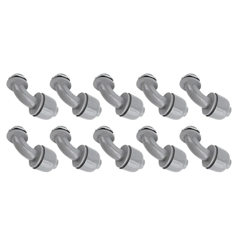 Pack Of 10 Heavy Duty 1 Inch Npt Liquid Tight Connectors 90 Degree Electrical Conduit Fittings Slick Nylon Pvc Waterproof Adapters For Hvac And Marine Jobsite Systems No Sweat Install