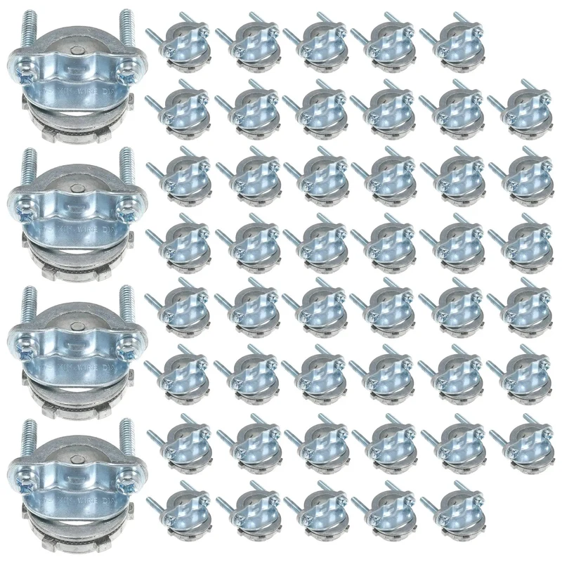 Heavy Duty Zinc Steel Clamp Cable Connectors For Romex Wires Electrical Box Setup Drip Proof Shield Tough As Nails Durability Pro Grade Specs Smooth Sailing Install Rock Solid Grip And Tight Seal 50 Piece Value Pack
