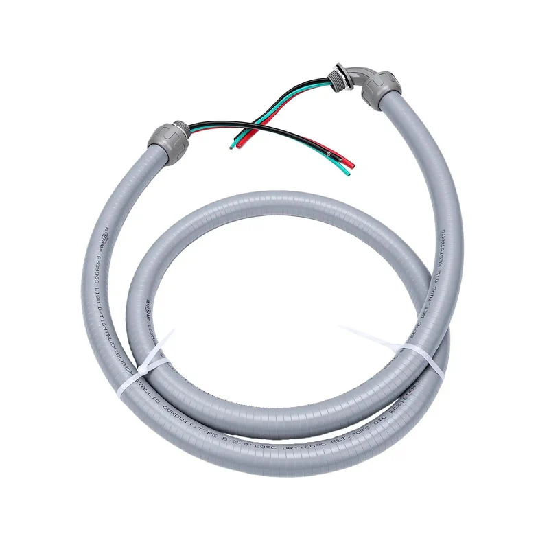 Pre Wired AC Whip Kit With Three Quarter Inch Flexible Liquid Tight Conduit Six Feet Long 8 AWG Copper Wire Three Conductor No Fuss Setup Runs Clean Built Damn Tough For Any Heavy Duty Electrical Run