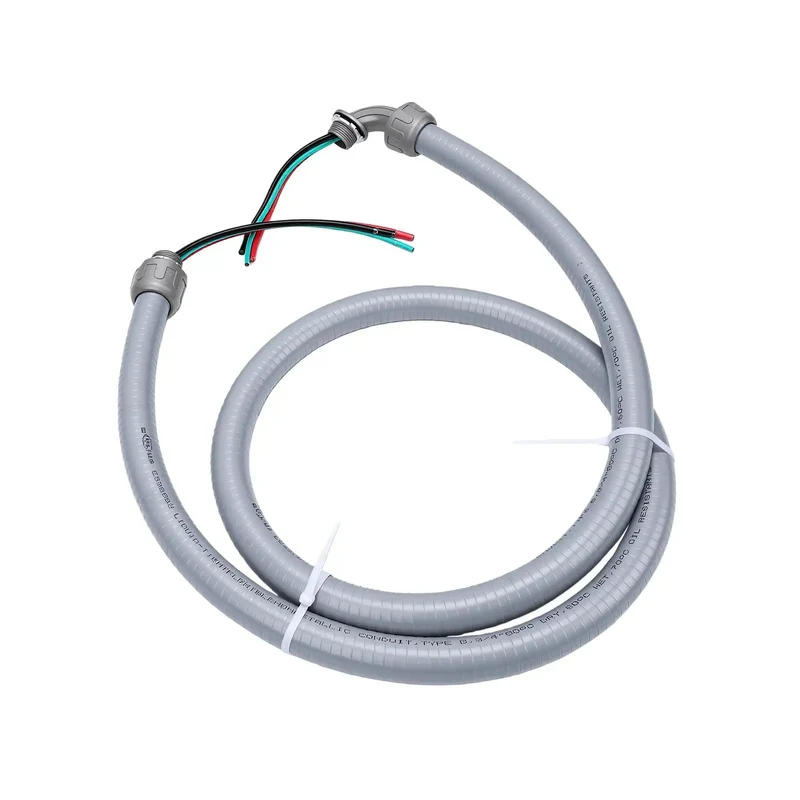 Straight Up Heavy Duty Electrical AC Whip Kit With Six Feet Liquid Tight Conduit And Pre Wired Eight Gauge Copper Conductors For A Plug And Play Setup That Kills Measuring Errors On Big Jobsites