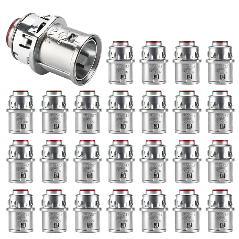 Premium 3/8 Inch MC Cable Connectors 25 Pack Top Shelf Zinc Die Cast Metal Clad Fittings For 1/2 Inch Knockout No Fuss Snap Install Electrical Wire Box Hookups Built Tough Hardened Hardware